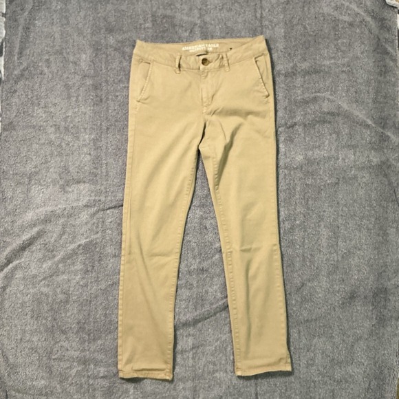 American Eagle Outfitters Pants - American Eagle Skinny Chino Pants Womens 10 Khaki Tan Super Stretch Low Rise